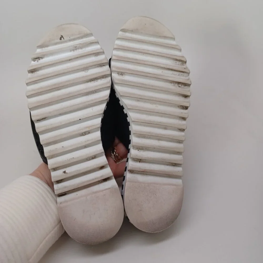 Tory Burch Slides Black Leather Open‎ Toe Sandals Womens 5.5